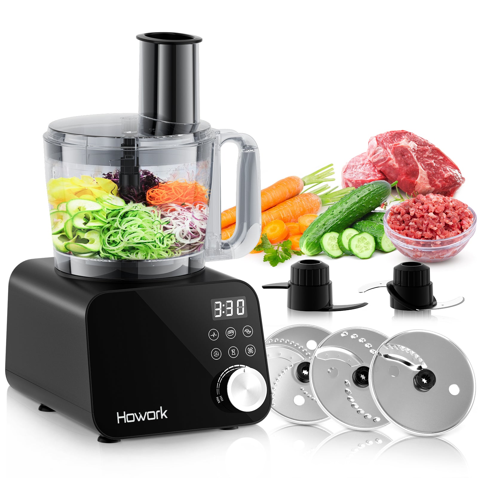 HOWORK 12CUP Food Processor with LED display