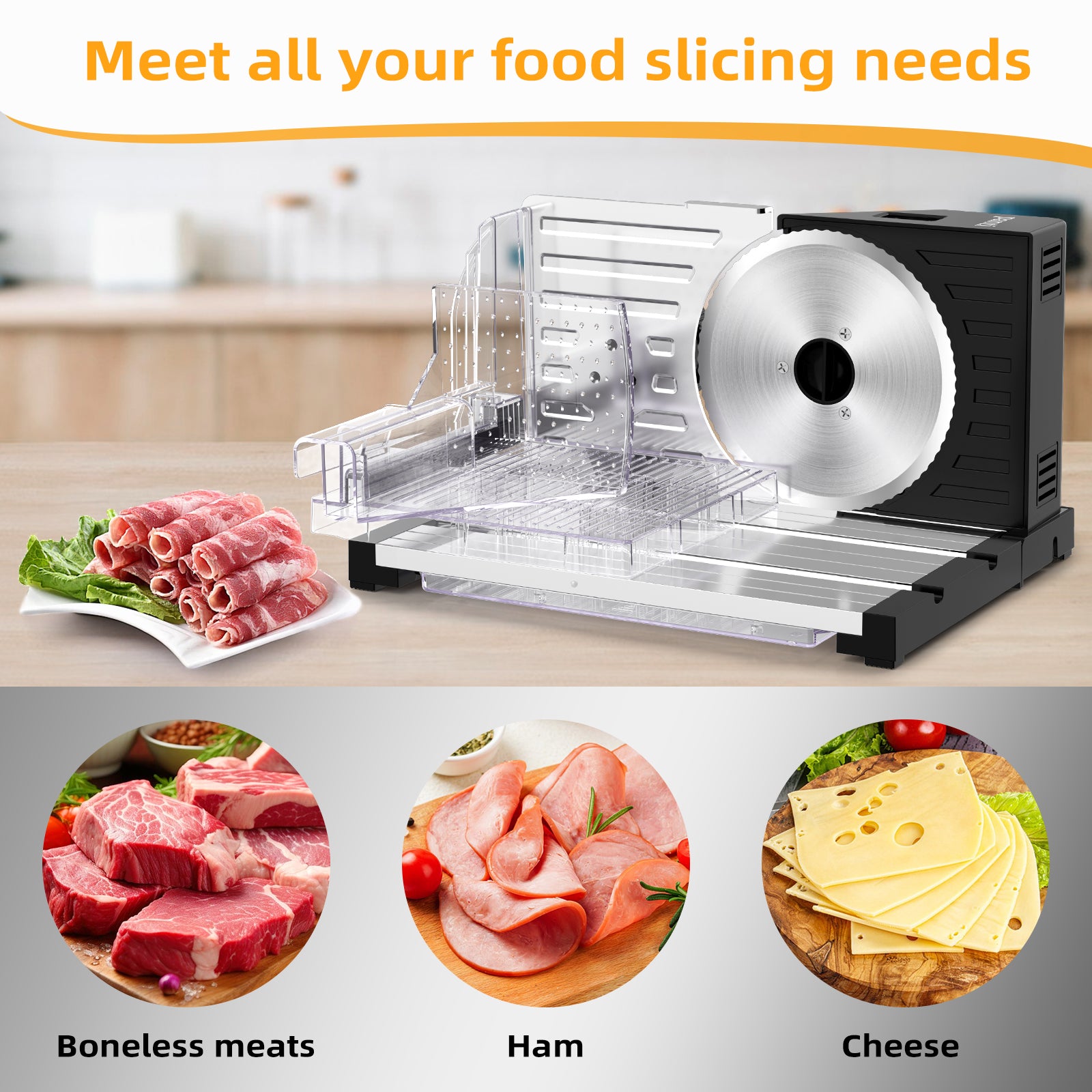 HOWORK Food Slices Machine with Removable 6.7" Stainless Steel Blade & Food Carriage