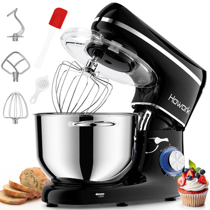 HOWROK 6.5 Quart Tilt-head Stand Mixer,Electric Food Mixer – 6 Speeds & Pulse