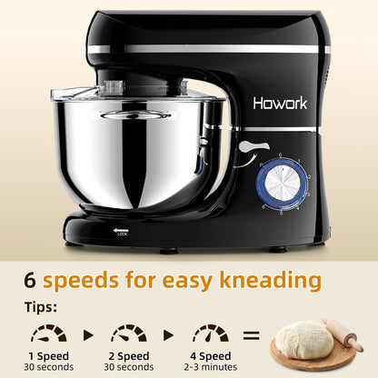 HOWROK 6.5 Quart Tilt-head Stand Mixer,Electric Food Mixer – 6 Speeds & Pulse