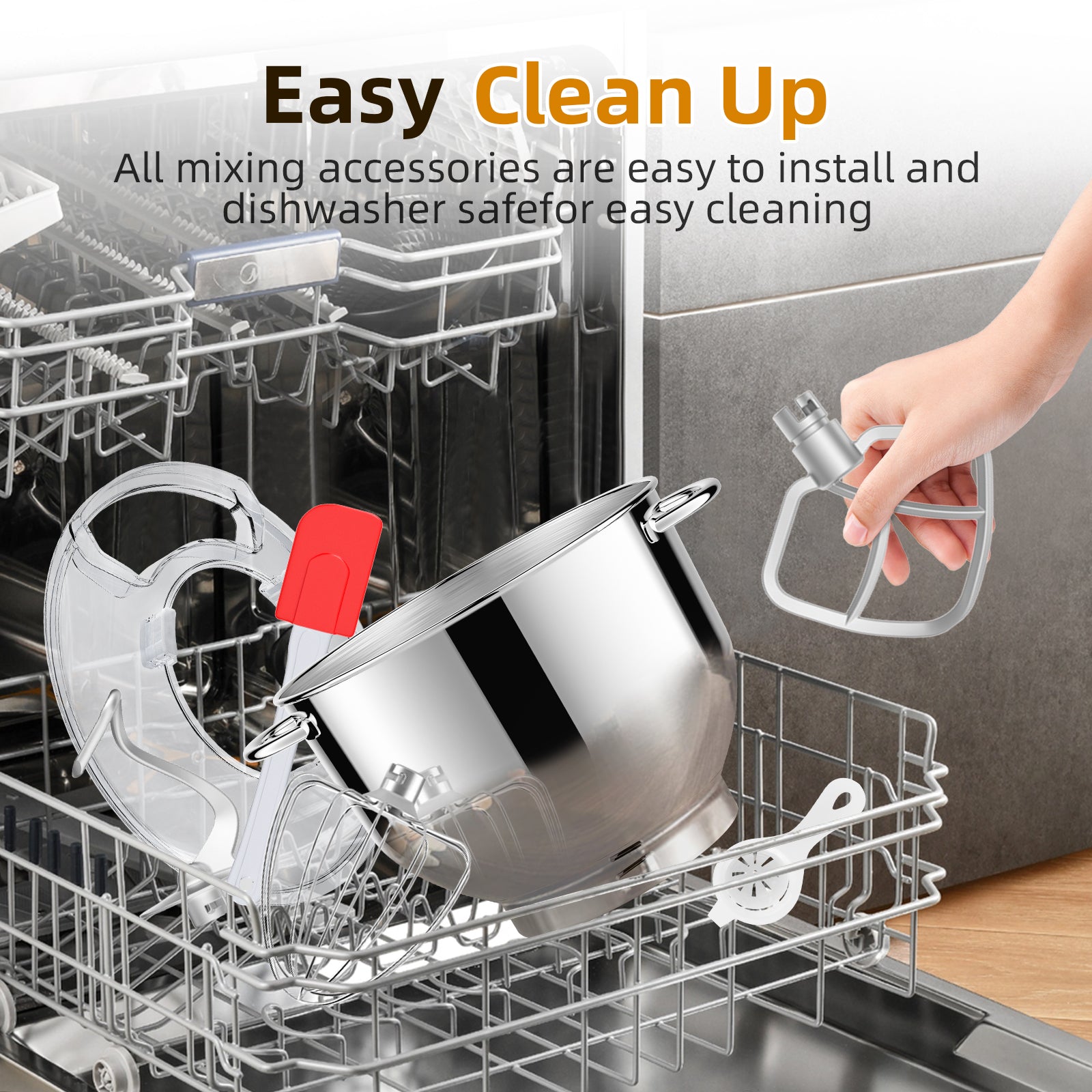 HOWROK 6.5 Quart Tilt-head Stand Mixer,Electric Food Mixer – 6 Speeds & Pulse