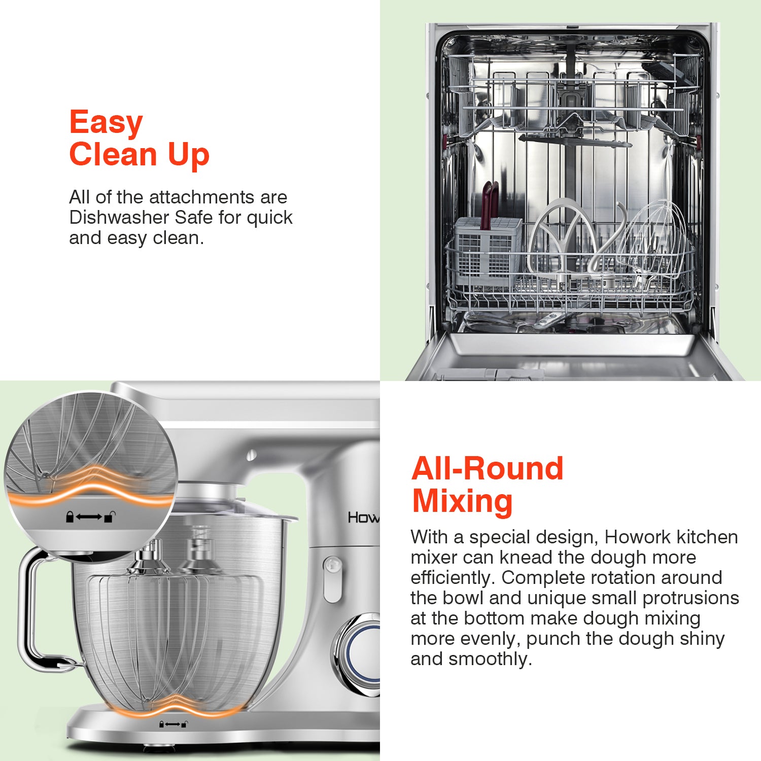 HOWROK 5 Quart Tilt-head Stand Mixer,Electric Food Mixer – 10 Speeds & Pulse