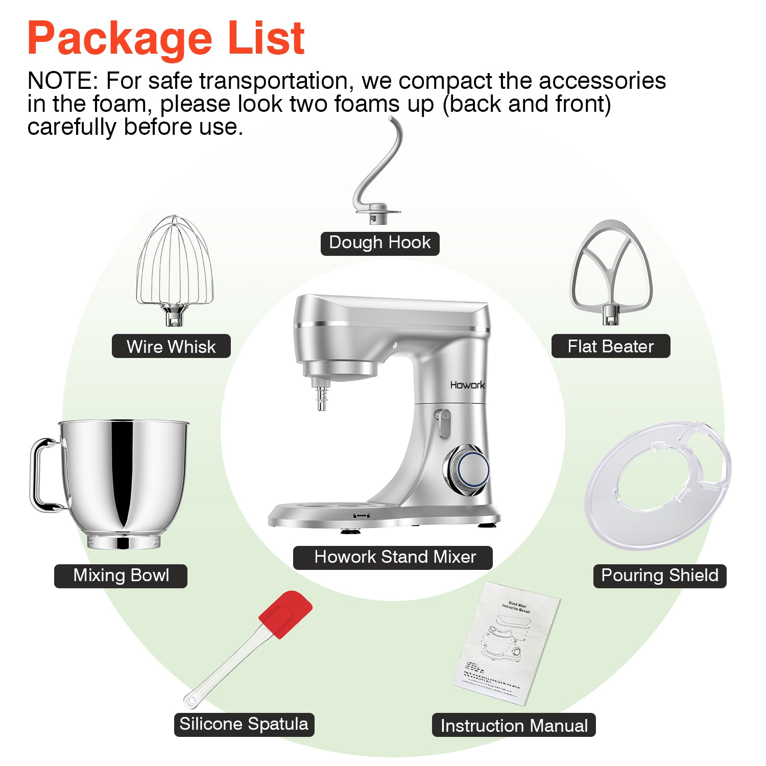 HOWROK 5 Quart Tilt-head Stand Mixer,Electric Food Mixer – 10 Speeds & Pulse