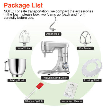 HOWROK 5 Quart Tilt-head Stand Mixer,Electric Food Mixer – 10 Speeds & Pulse