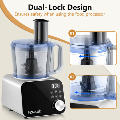 HOWORK 12CUP Food Processor with LED display