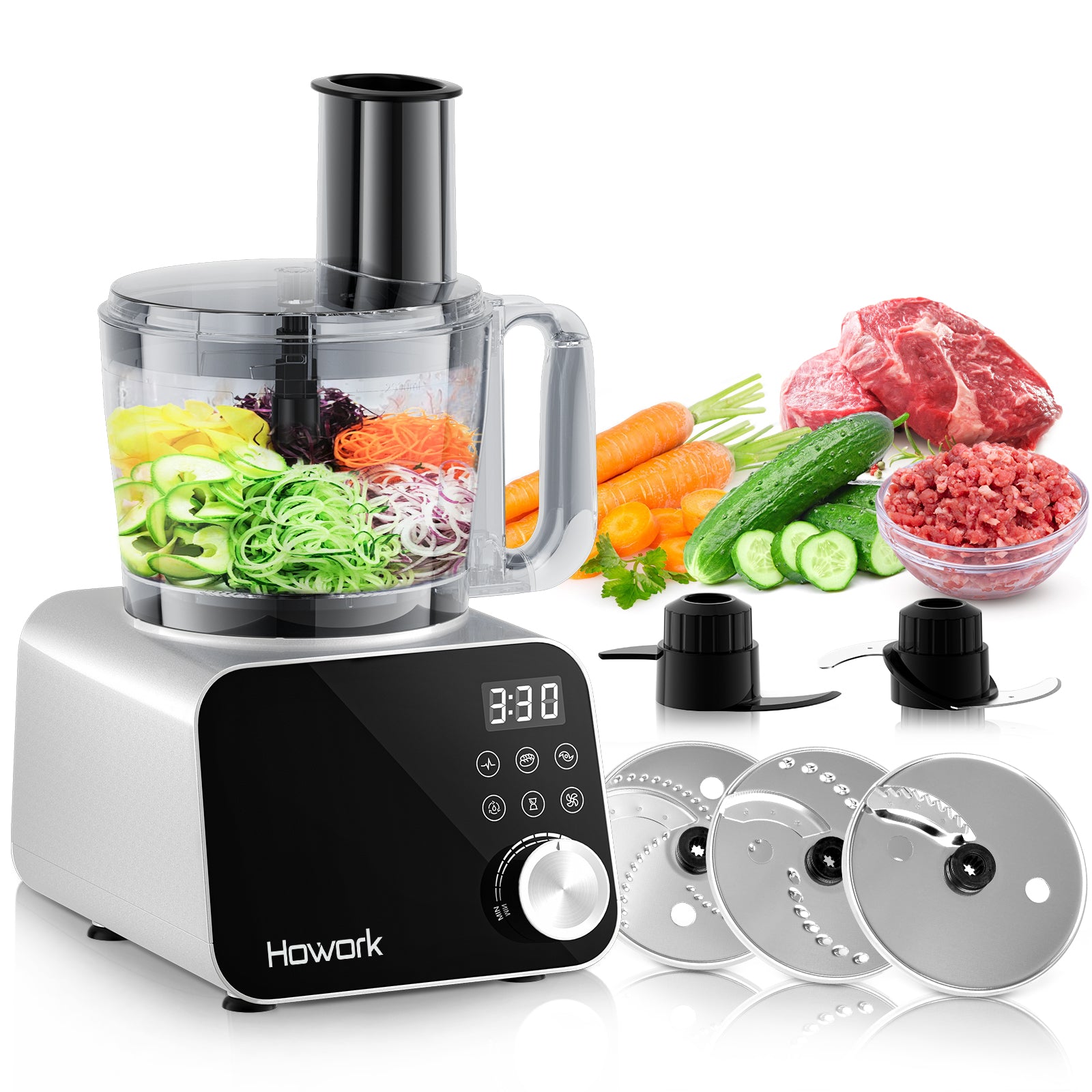 HOWORK 12CUP Food Processor with LED display