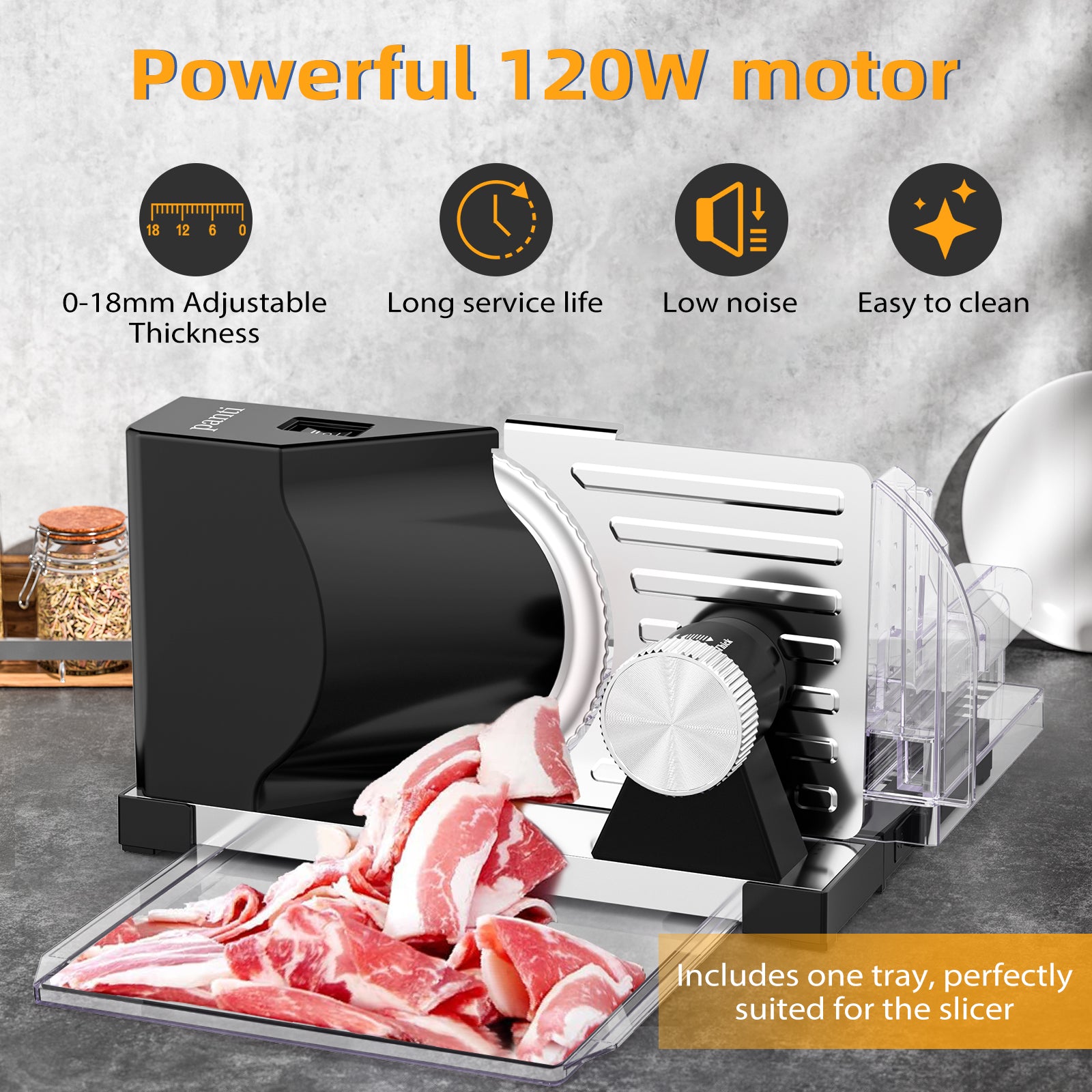 HOWORK Food Slices Machine with Removable 6.7" Stainless Steel Blade & Food Carriage
