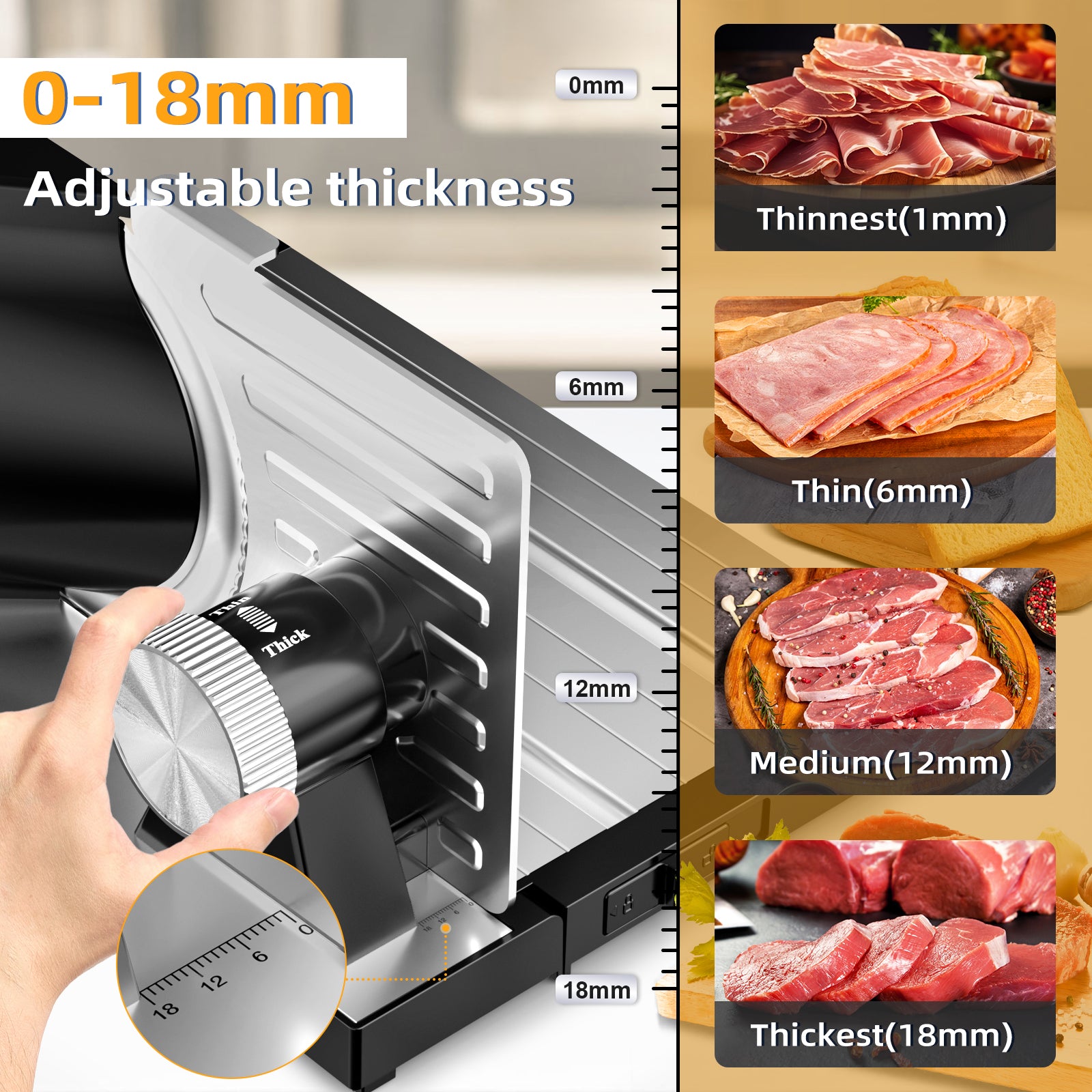 HOWORK Food Slices Machine with Removable 6.7" Stainless Steel Blade & Food Carriage