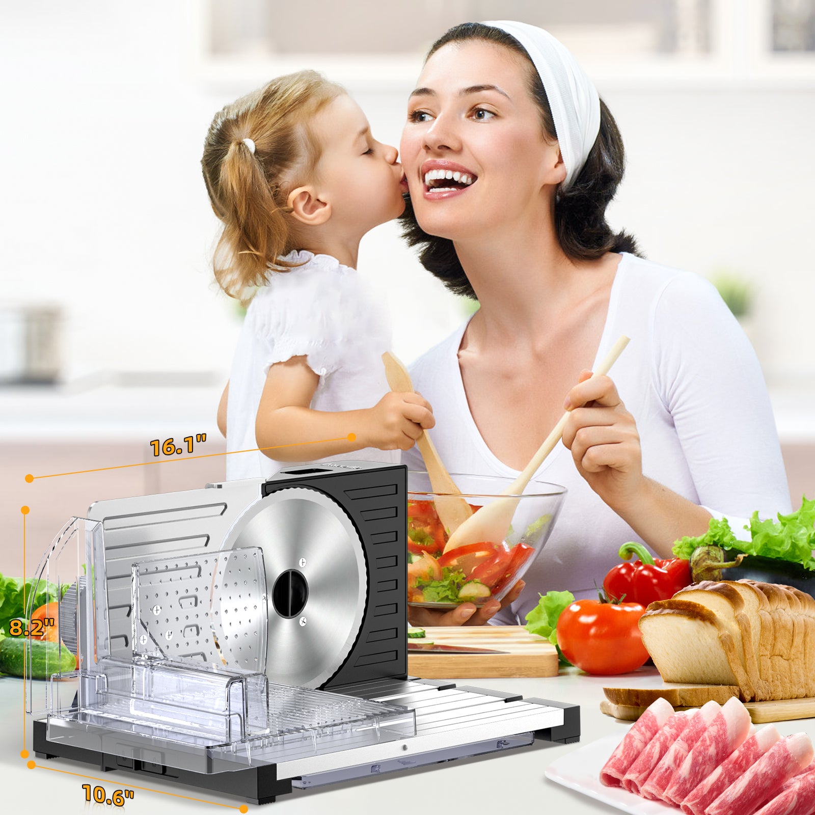 HOWORK Food Slices Machine with Removable 6.7" Stainless Steel Blade & Food Carriage